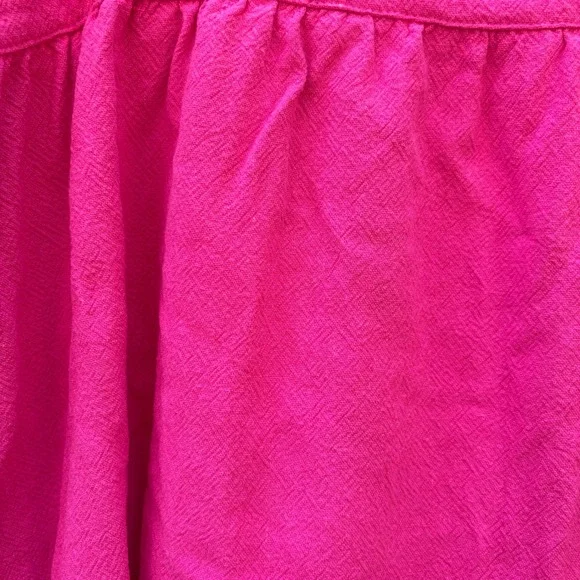 Pomander Place Women's Medium Mini Dress Hot Pink Ruffle Strap Linen Blend